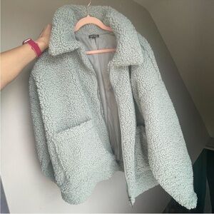 Wild Fable Cozy Teddy Jacket - Light Mint / Sage Green